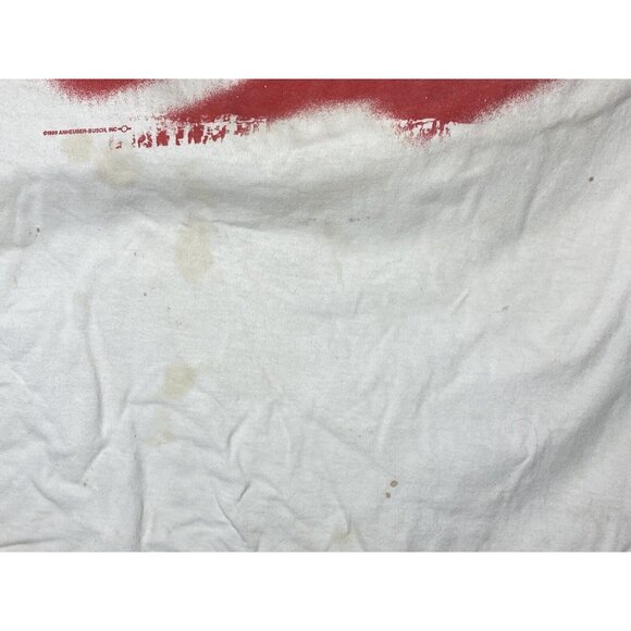 Vintage Budweiser Logo STAINED Anheuser Busch L/XL white t-shirt SEE PICS - Picture 6 of 8